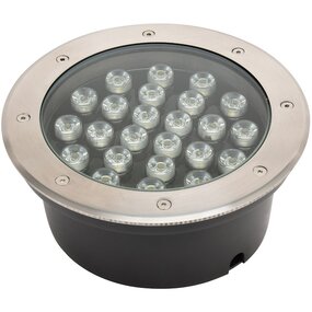 LED Grondspot - Inbouw Rond - 24W - IP67 - 4000K - Mat Chroom - RVS
