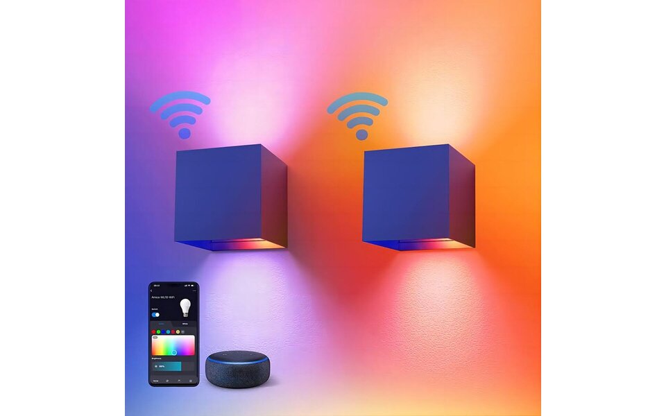 HLW LED LED Wandlamp - Velvalux - Up & Down - 9W - Smart WiFi + Bluetooth - RGBW - Dimbaar HLW LED LED Wandlamp - Velvalux - Up & Down - 9W - Smart WiFi + Bluetooth - RGBW - Dimbaar