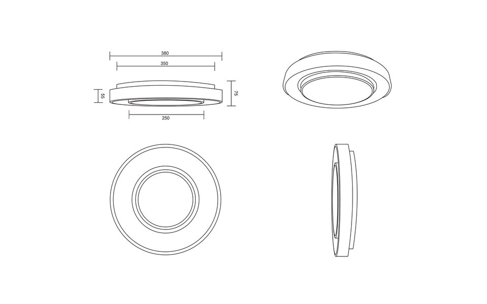 HLW LED LED Plafondlamp WiZ Trion Monan 20W | RGBW Dimbaar | Rond Zwart