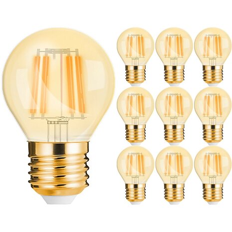 Voordeelpak 10x Brinton LED Kogel E27 4W 2200K Amber | 32W vervanger Voordeelpak 10x Brinton LED Kogel E27 4W 2200K Amber | 32W vervanger