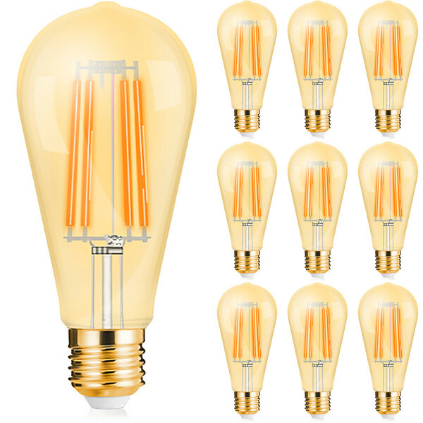 HLW LED 10x LED Lamp E27 Edison Filament Brinton 6W ST64