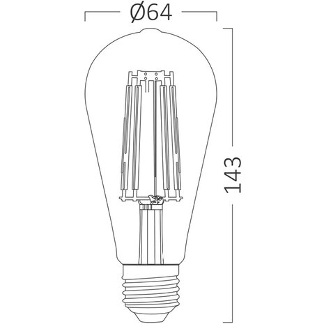 HLW LED LED Lamp E27 Edison Filament Brinton 6W 2200K ST64