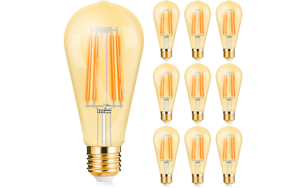 HLW LED 10x LED Lamp E27 Edison Filament Brinton 6W ST64 Dimbaar HLW LED 10x LED Lamp E27 Edison Filament Brinton 6W ST64 Dimbaar