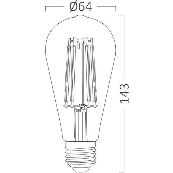 HLW LED 10x LED Lamp E27 Edison Filament Brinton 6W ST64 Dimbaar