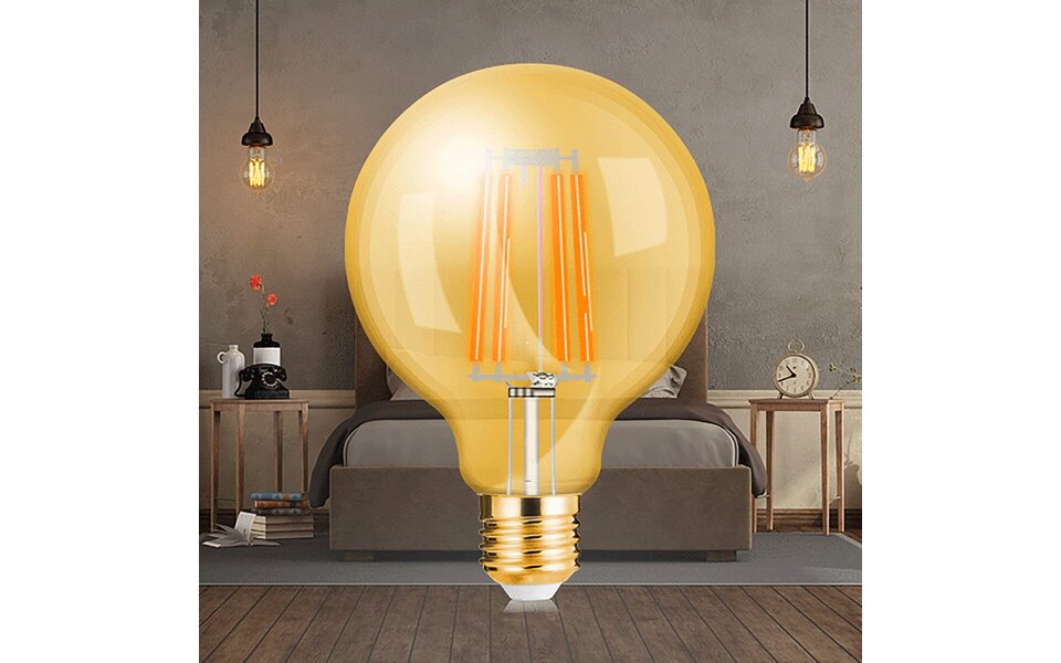 HLW LED LED Lamp E27 Globe Filament Brinton 6W 2200K G125 HLW LED LED Lamp E27 Globe Filament Brinton 6W 2200K G125