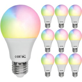 10x LED Lamp E27 Kozolux Smart LED 9W RGB+CCT Dimbaar 10x LED Lamp E27 Kozolux Smart LED 9W RGB+CCT Dimbaar
