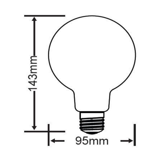 HLW LED LED Lamp Filament Trion Globin E27 8W 2700K Dimbaar Glas