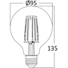 HLW LED 10x LED Lamp E27 Globe Filament Brinton 6W G95 2200K Dimbaar
