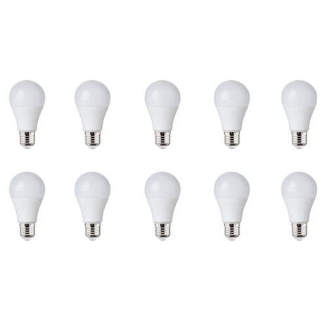 LED Lamp 10 Pack E27 Fitting 8W Helder/Koud Wit 6500K LED Lamp 10 Pack E27 Fitting 8W Helder/Koud Wit 6500K