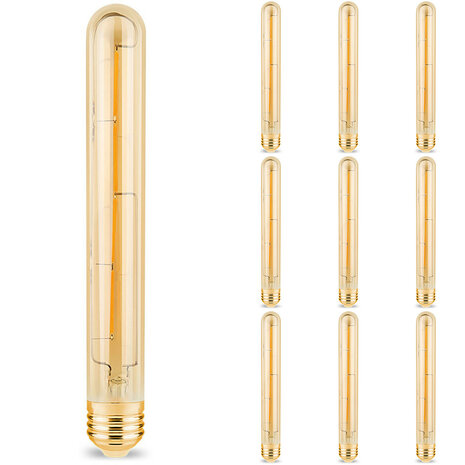 HLW LED Voordeelpak 10x LED Lamp E27 Buis Filament Brinton 6W T30 Dimbaar 2200K