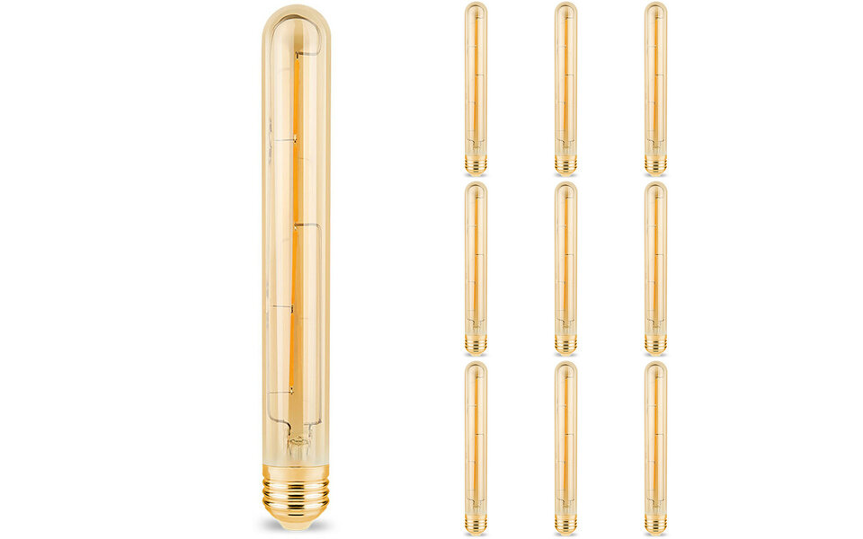 HLW LED Voordeelpak 10x LED Lamp E27 Buis Filament Brinton 6W T30 Dimbaar 2200K