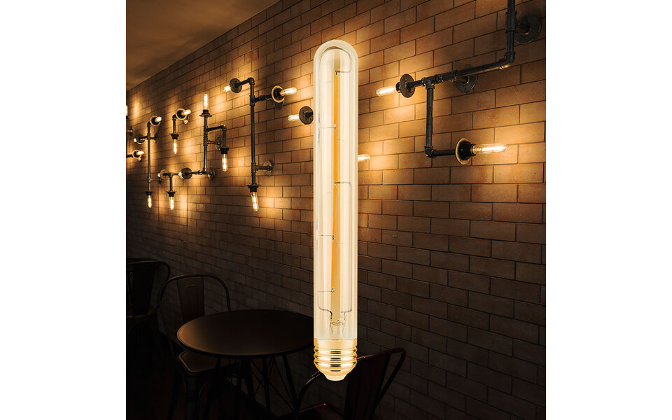 HLW LED Voordeelpak 10x LED Lamp E27 Buis Filament Brinton 6W T30 Dimbaar 2200K