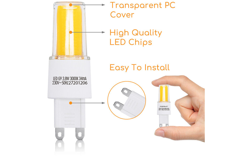 HLW LED G9 LED Lamp - Aigi 3.8W Warm Wit 3000K | Vervangt 40W Efficiënt