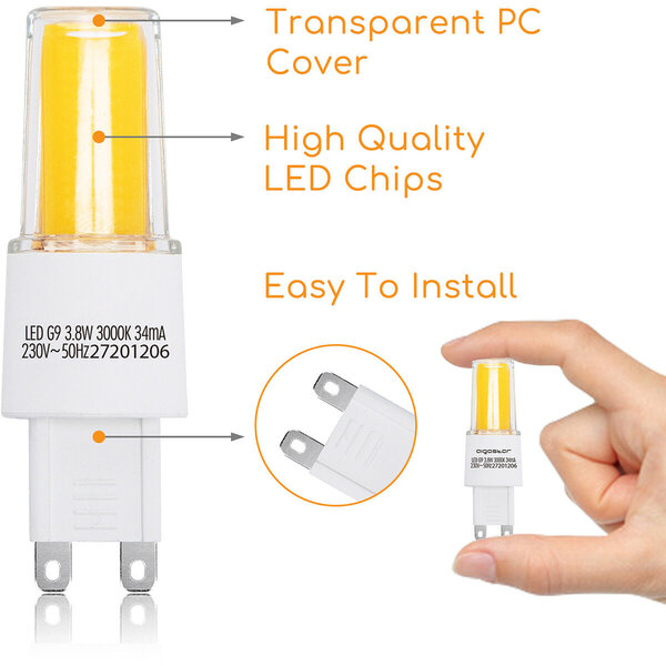 HLW LED Aigi G9 LED Lamp 10 Pack - Vervangt 40W - Warm Wit 3000K - 3.8W HLW LED Aigi G9 LED Lamp 10 Pack - Vervangt 40W - Warm Wit 3000K - 3.8W
