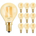 Voordeelpak 10x LED Lamp E14 Kogel Filament - Zeer Warm Wit Amber