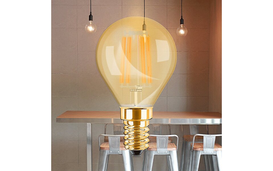 HLW LED Voordeelpak 10x LED Lamp E14 Kogel Filament - Zeer Warm Wit Amber