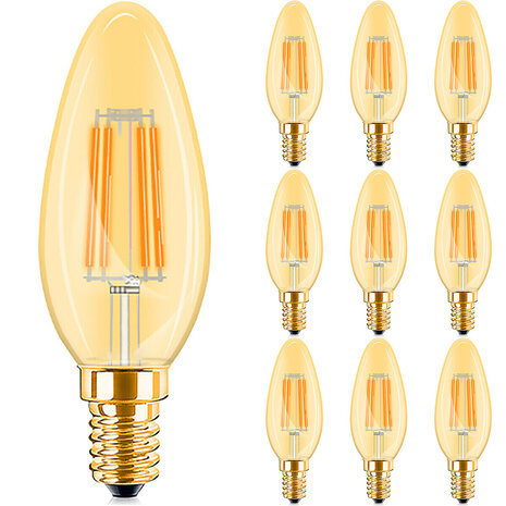 Brinton Voordeelpak 10x E14 LED Lamp Filament Amber 4W - Zeer Warm Wit