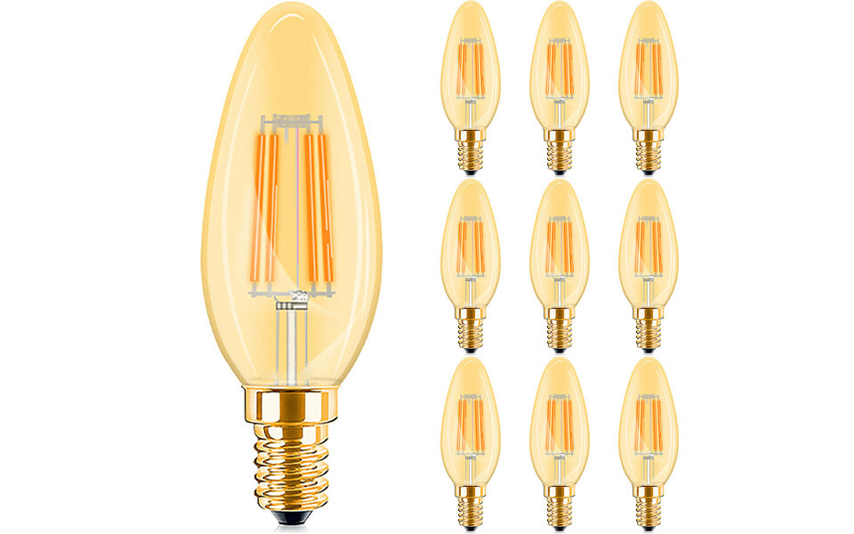 HLW LED Brinton Voordeelpak 10x E14 LED Lamp Filament Amber 4W - Zeer Warm Wit
