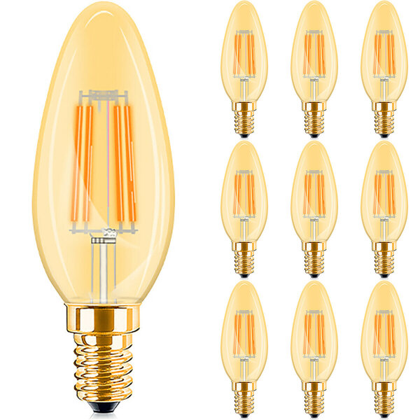 HLW LED Brinton Voordeelpak 10x E14 LED Lamp Filament Amber 4W - Zeer Warm Wit
