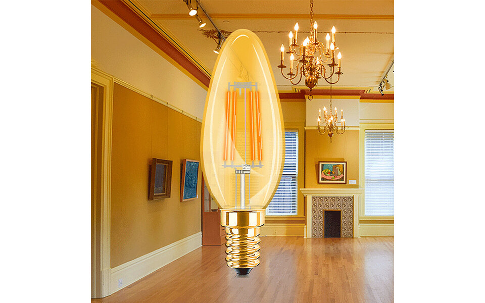 HLW LED Brinton Voordeelpak 10x E14 LED Lamp Filament Amber 4W - Zeer Warm Wit