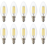 LED Kaarslamp E14 - Dimbaar Warm Wit Filament 10-Pack