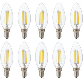 LED Kaarslamp E14 - Dimbaar Warm Wit Filament 10-Pack