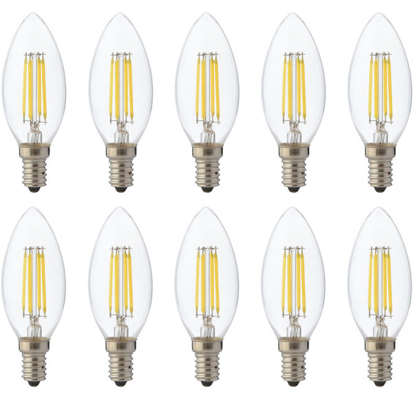 HLW LED LED Lamp 10-Pack E14 - Dimbare Filament Kaarslamp Warm Wit 2700K