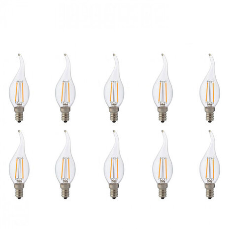 HLW LED LED Lamp 10 Pack - Filament Flame E14 Fitting - 4W Natuurlijk Wit 4200K