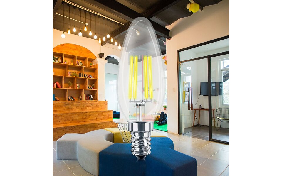 HLW LED Voordeelpak 10x Dimbare E14 Kaars Filament LED Lamp - Warm Wit HLW LED Voordeelpak 10x Dimbare E14 Kaars Filament LED Lamp - Warm Wit