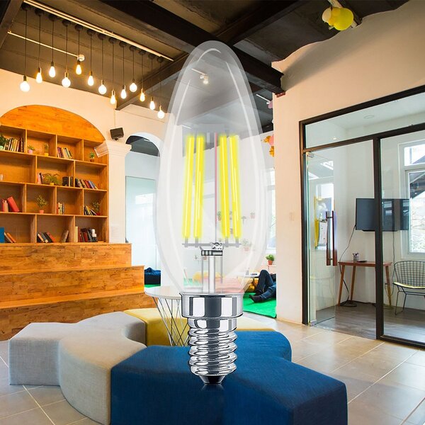 HLW LED Voordeelpak 10x Dimbare E14 Kaars Filament LED Lamp - Warm Wit