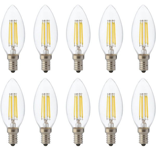 HLW LED LED Lamp 10 Pack - Filament E14 Fitting Dimbaar Warm Wit 2700K