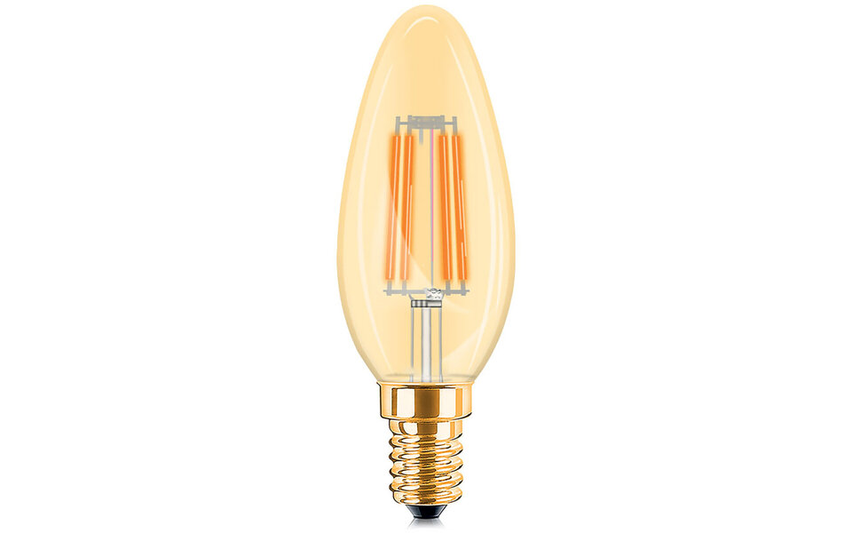 HLW LED LED Lamp E14 Kaars Filament - Brinton Amber 4W Dimbaar voor Warmte HLW LED LED Lamp E14 Kaars Filament - Brinton Amber 4W Dimbaar voor Warmte