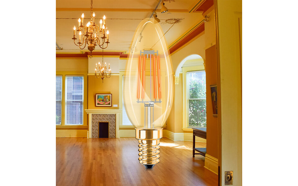 HLW LED LED Lamp E14 Kaars Filament - Brinton Amber 4W Dimbaar voor Warmte HLW LED LED Lamp E14 Kaars Filament - Brinton Amber 4W Dimbaar voor Warmte