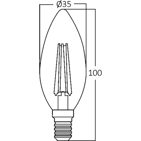 HLW LED Dimbare LED Lamp E14 Kaars Filament - 4W Warm Wit 3000K - Brinton