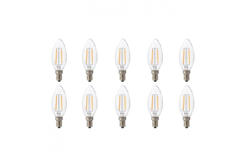 HLW LED LED Lamp 10 Pack – E14 Filament Kaarslampen in Warm Wit 2700K