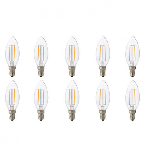 HLW LED Energiebesparende LED Lampen 10 Pack - E14 Filament Kaarslampen