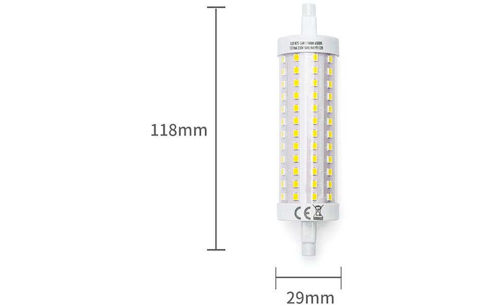 HLW LED Aigi Trunka R7S LED Lamp 16W - Helder/Koud Wit 6500K - Glas