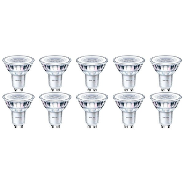 Philips PHILIPS LED Spot 10 Pack - GU10 4.6W Natuurlijk Wit 4000K | Vervangt 50W Philips PHILIPS LED Spot 10 Pack - GU10 4.6W Natuurlijk Wit 4000K | Vervangt 50W