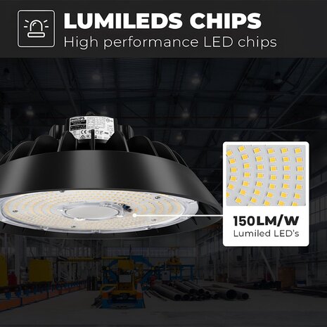 HLW LED LED UFO High Bay Premium 100W - Dimbaar, Waterdicht IP65, Neutraal Wit 4000K