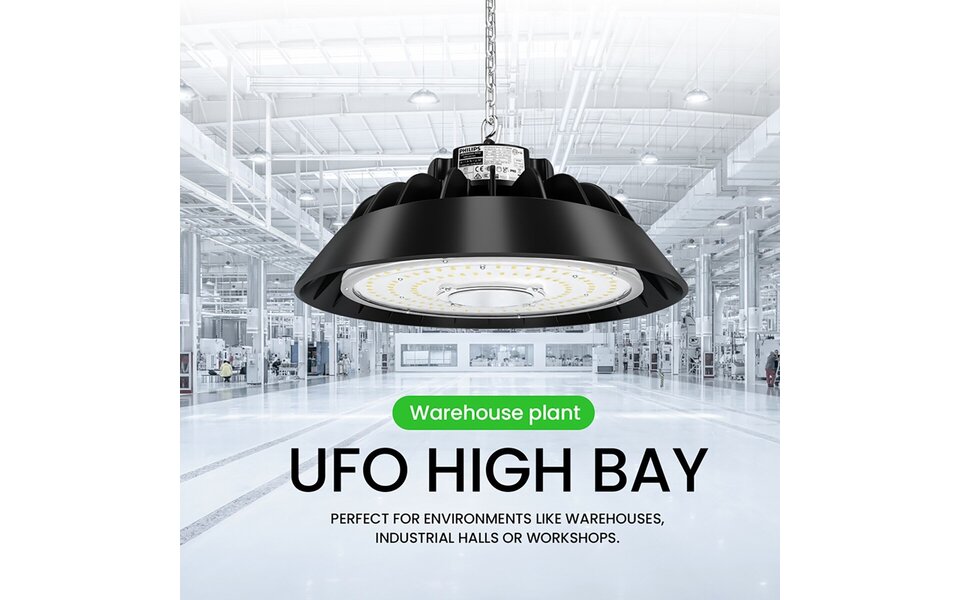 HLW LED LED UFO High Bay Premium 100W - Dimbaar, Waterdicht IP65, Neutraal Wit 4000K