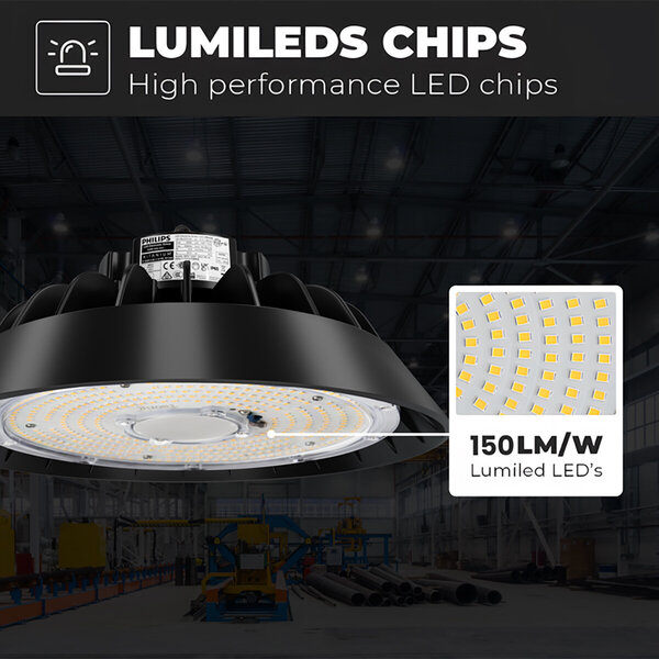 HLW LED LED UFO High Bay Premium 150W - Dimbaar, Waterdicht IP65, Neutraal Wit 4000K Magazijnverlichting