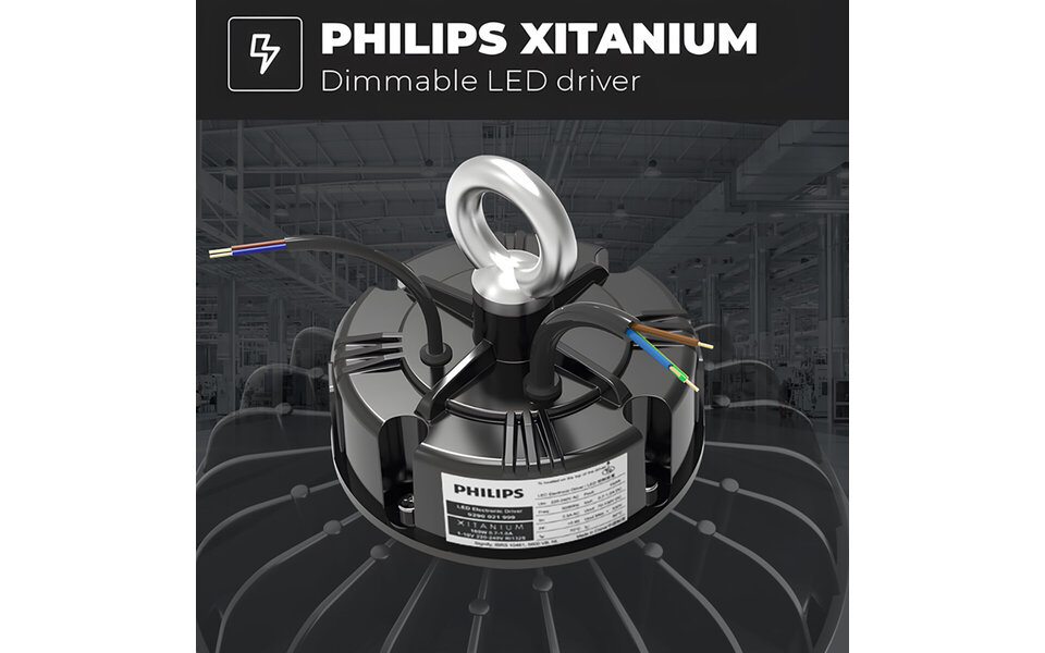 HLW LED LED UFO High Bay Premium 100W - Dimbaar, Waterdicht IP65 Magazijnverlichting, Koud Wit 6000K