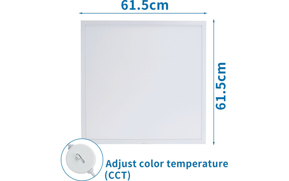 HLW LED LED Paneel Aigi Hyron 62x62 - Inbouw LED Downlight 40W, Warm Wit 2700K–3000K, Flikkervrij, Aluminium HLW LED LED Paneel Aigi Hyron 62x62 - Inbouw LED Downlight 40W, Warm Wit 2700K–3000K, Flikkervrij, Aluminium