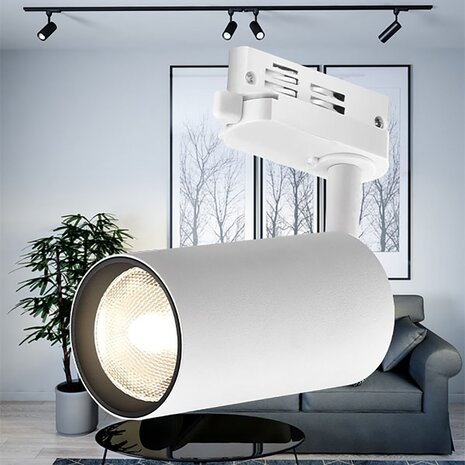 HLW LED LED Railverlichting Spot met GU10 Fitting - Mat Wit Aluminium, 3 Fase