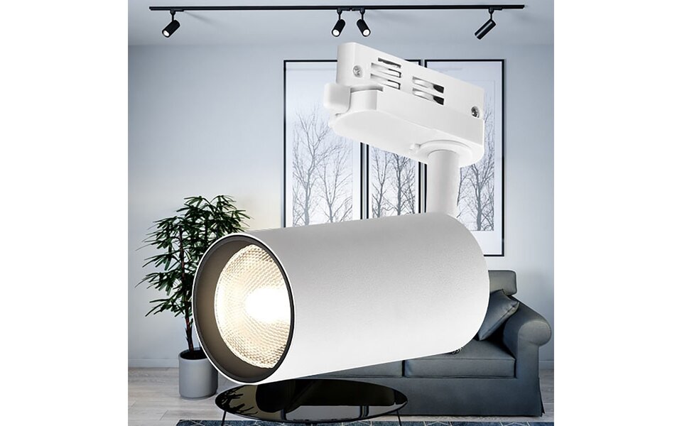 HLW LED LED Railverlichting Spot met GU10 Fitting - Mat Wit Aluminium, 3 Fase