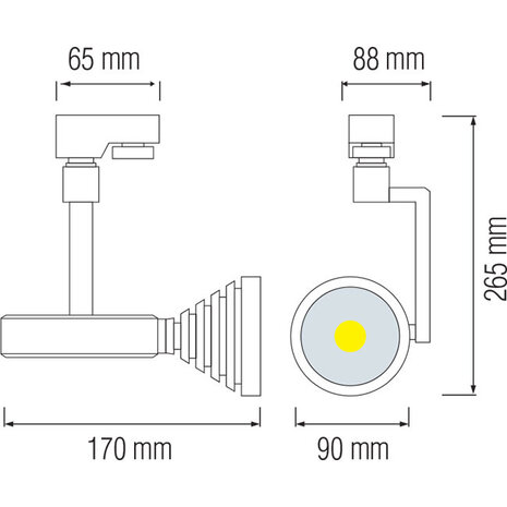 HLW LED 7W LED Railverlichting Spot - Rond, Natuurlijk Wit 4200K, Mat Zwart Aluminium