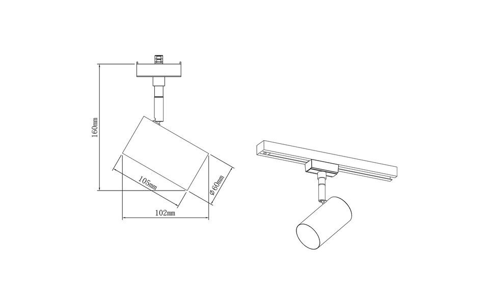 HLW LED Verstelbare LED Spot met GU10 Fitting voor 2-Fase Rail - Mat Zwart
