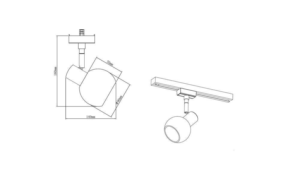 HLW LED LED Railverlichting Track Spot E14 - Mat Nikkel, Verstelbare LED Lamp