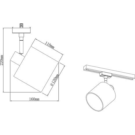 HLW LED LED Railverlichting Spot - Verstelbare LED lamp met E14 fitting, Mat Zwart/Gouden Afwerking