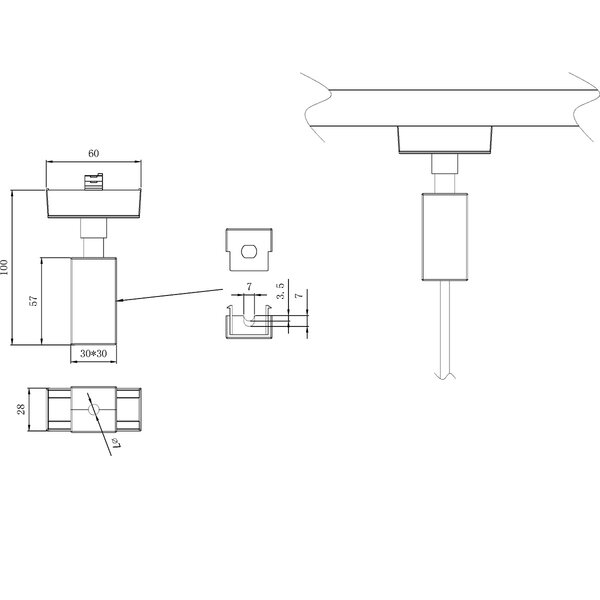 HLW LED Pendeladapter Trion Dual - 2-fase kunststof hangadapter voor LED lamp met titaan afwerking